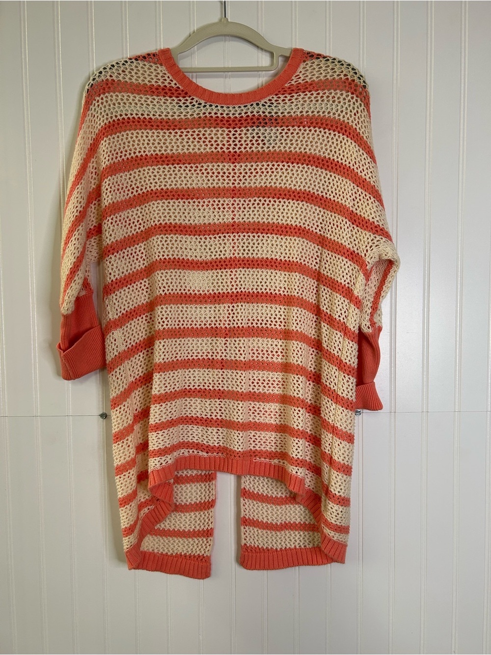 Love 21 Open-Knit Striped Scoop-Neck Sweater Size Medium
